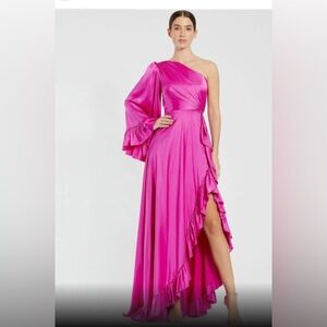 Elegant One-Shoulder Pink Dress